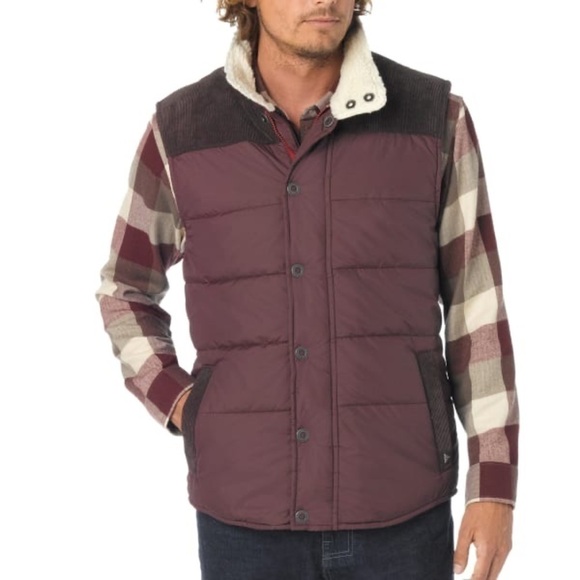 PRANA Waylan Puffer Vest in Mahogany Mens size S - Picture 1 of 12